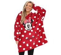 Disney Minnie Mouse Damen und Mädchen, passender, vollständig gefütterter Luxus-Fleece-Kapuzenpullover, übergroße Decke, rot, 4-6 Years