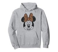 Disney Minnie Mouse Distressed Vintage Leopard Bow Face V2 Pullover Hoodie