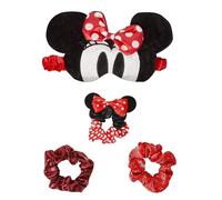 Disney Minnie Mouse Fashion Anhänger und Ohrstecker Geschenkset mit 3D-Augenmaske und Haargummi Rot und Schwarz Minnie, Plüsch, Kein edelstein