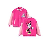 Disney Minnie Mouse Fleecejacke für Mädchen, College-Bomberjacke, Letterman, Schule, Winterkleidung mit Tasche, Kinder-Sweatshirt, klassischer Knopfmantel, 9-10 Jahre