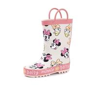 Disney Minnie Mouse Gummistiefel für Mädchen | Kinder-Gummistiefel mit Minnie- und Daisy-Charakter-Allover-Print in Beige und Rosa | Wasserabweisende, leicht anzuziehende Gummistiefel für Kinder