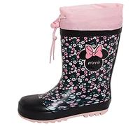 Disney Minnie Mouse Gummistiefel für Mädchen, mit Fleece gefüttert, zum Binden, Schwarz , 23 EU
