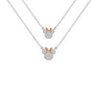 Disney Minnie Mouse Halsketten-Set, zweifarbig, mit Zirkonia-Steinen, Mutter und Tochter, SF00486TZWL.PH, Einheitsgröße, Messing, Ohne Edelstein