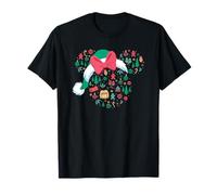Disney Minnie Mouse Head Icon Christmas Holiday Santa Hat T-Shirt
