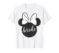 Disney Minnie Mouse Head Silhouette Bow Bride Cursive Text T-Shirt