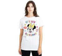 Disney Minnie Mouse It's My Birthday Damen T-Shirt, Weiß, XL