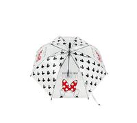 Disney Minnie Mouse Kinder Regenschirm 82 cm transparent offiziell lizenzierter Automatik Stockschirm mit Punkten und Schleifen Motiv wetterfest Metallgestell Kunststoffgriff für Mädchen ab 3 Jahren
