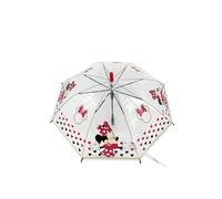 Disney Minnie Mouse Kinder Regenschirm transparent mit Herzen | Stockschirm Automatik für Mädchen | Leichter Kinderregenschirm 68 cm Höhe 82 cm Durchmesser | Regenschirm ab 3 Jahren
