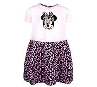 Disney Minnie Mouse - Kleid mit Minnie Mouse Muster - 100% Baumwolle - Sommerkleider für Mädchen - Minnie Mouse Kleid Pink - Minnie Mouse Kleidung Kinderkostüm - Pink Leopard - Alter: 3-4 Jahre