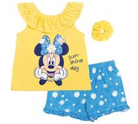 Disney Minnie Mouse Kleinkind-Baby-Mdchen-Tanktop, French-Terry-Shorts und Haargummi, 3-teiliges Outfit-Set, gelbe Gnseblmchen, 18 Monate