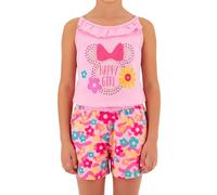 Disney Minnie Mouse Kurzer Overall für Mädchen, Pyjama aus Weicher Baumwolle, 1-Teiliges Sommerset 'Happy Girl' Minnie Mouse, Größe 8 Jahre | Rosa