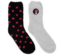 Disney Minnie Mouse Kuschelsocken für Damen Flauschige Wintersocken Socken Schwarz/Grau (2er Pack) (as3, numeric, numeric_35, numeric_38, regular, regular)