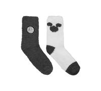 Disney Minnie Mouse Kuschelsocken für Damen - Flauschige Wintersocken warme Socken Grau/Weiß (2er Pack) (DE/NL/SE/PL, Numerisch, 35, 38, Regular, Regular, Grau/Weiß)