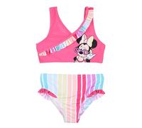 Disney Minnie Mouse Mädchen Bikini, Regenbogen Zweiteiliger Badeanzug, Sommer Badeanzug für Kinder, Größe 4 Jahre | Fuchsia