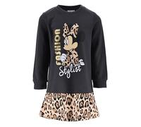 Disney Minnie Mouse Mädchen Kleid, Leoparden Sweatshirt Kleid, Geschenk für Mädchen, Größen 3 bis 8 Jahre (DE/NL/SE/PL, Alter, 4 Jahre, Regular, Grau)