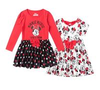 Disney Minnie Mouse Mädchen Kleider für Kleinkinder und große Kinder, 2er-Pack, Rot, 3 Jahre