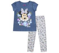 Disney Minnie Mouse Mädchen Leggings Hose und Kurzarm T-Shirt 2-teiliges Set für kleine Kinder, Blau, 5