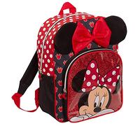 Disney Minnie Mouse Mädchen-Rucksack für Kinder, Luxus-Schultasche, Kindergarten-Rucksack, Lunch-Büchertasche, schwarz/red, Einheitsgröße