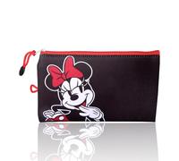Disney Minnie Mouse Make-up-Tasche, offizielle Lizenz, schwarze Neopren-Reißverschlusstasche für Reisen, Reisen