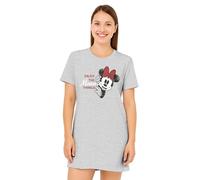 Disney Minnie Mouse Nachthemd für Damen - Enjoy The Minnie Things Schlafshirt Pyjama Kurzarm Oberteil Grau (Grau, M)