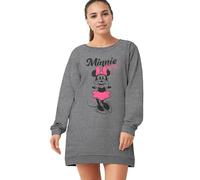 Disney Minnie Mouse Nachthemd für Damen - Schlafshirt Pyjama Langarm Oberteil Grau (Grau, L)