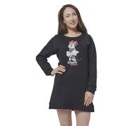 Disney Minnie Mouse Nachthemd für Damen - Schlafshirt Pyjama Langarm Oberteil Schwarz (S)
