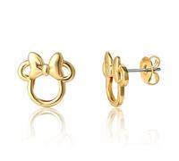 Disney Minnie Mouse Ohrringe für Frauen Offizielle Lizenz Flash-Plated 18k Gold Minnie Mouse Ohrstecker, Gelbgold, Kein Edelstein