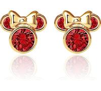 Disney Minnie Mouse Ohrringe mit 9 karät Gelbgold für Mädchen, verziert mit Zirkonia Geburtsstein