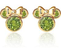 Disney Minnie Mouse Ohrringe mit 9 karät Gelbgold für Mädchen, verziert mit Zirkonia Geburtsstein