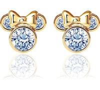 Disney Minnie Mouse Ohrringe mit 9 karät Gelbgold für Mädchen, verziert mit Zirkonia Geburtsstein