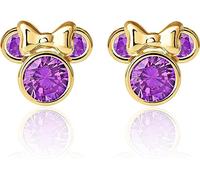 Disney Minnie Mouse Ohrringe mit 9 karät Gelbgold für Mädchen, verziert mit Zirkonia Geburtsstein