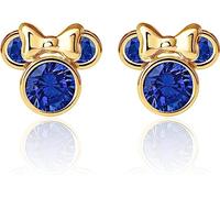 Disney Minnie Mouse Ohrringe mit 9 karät Gelbgold für Mädchen, verziert mit Zirkonia Geburtsstein