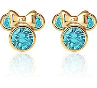 Disney Minnie Mouse Ohrringe mit 9 karät Gelbgold für Mädchen, verziert mit Zirkonia Geburtsstein