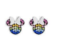Disney Minnie Mouse Ohrstecker aus Sterlingsilber mit Regenbogenkristallen für Mädchen und Frauen