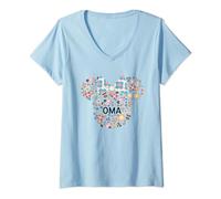 Disney Minnie Mouse Oma Grandma Icon Flowers Mother’s Day T-Shirt mit V-Ausschnitt