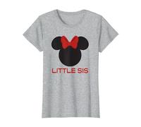 Disney Minnie Mouse Red Bow Icon Little Sis Sister Family T-Shirt, Damen, Grau Meliert, XS