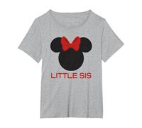 Disney Minnie Mouse Red Bow Icon Little Sis Sister Family T-Shirt, Damen Große Größen, Grau Meliert, 2X