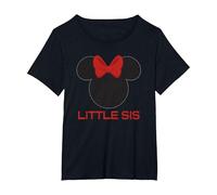 Disney Minnie Mouse Red Bow Icon Little Sis Sister Family T-Shirt, Damen Große Größen, Schwarz, 5X
