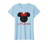 Disney Minnie Mouse Red Bow Icon Little Sis Sister Family T-Shirt, Damen, Himmelblau, M