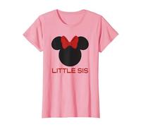 Disney Minnie Mouse Red Bow Icon Little Sis Sister Family T-Shirt, Damen, Rosa, M