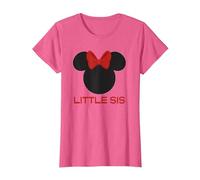 Disney Minnie Mouse Red Bow Icon Little Sis Sister Family T-Shirt, Damen, Rosa Meliert, L