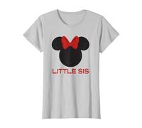 Disney Minnie Mouse Red Bow Icon Little Sis Sister Family T-Shirt, Damen, Silber, XS