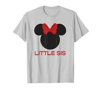 Disney Minnie Mouse Red Bow Icon Little Sis Sister Family T-Shirt, Herren, Silber, M