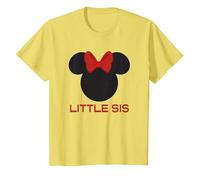 Disney Minnie Mouse Red Bow Icon Little Sis Sister Family T-Shirt, Kinder, Gelb, 116