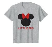 Disney Minnie Mouse Red Bow Icon Little Sis Sister Family T-Shirt, Kinder, Grau Meliert, 104