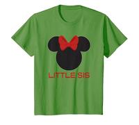 Disney Minnie Mouse Red Bow Icon Little Sis Sister Family T-Shirt, Kinder, Hellgrün, 128