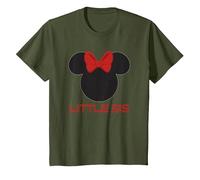 Disney Minnie Mouse Red Bow Icon Little Sis Sister Family T-Shirt, Kinder, Olivgrün, 140