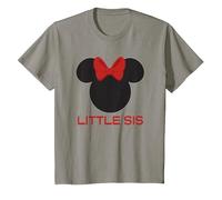 Disney Minnie Mouse Red Bow Icon Little Sis Sister Family T-Shirt, Kinder, Schiefergrau, 128