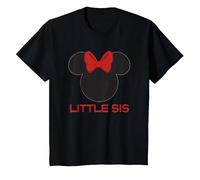 Disney Minnie Mouse Red Bow Icon Little Sis Sister Family T-Shirt, Kinder, Schwarz, 116