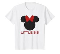 Disney Minnie Mouse Red Bow Icon Little Sis Sister Family T-Shirt, Kinder, Weiß, 116
